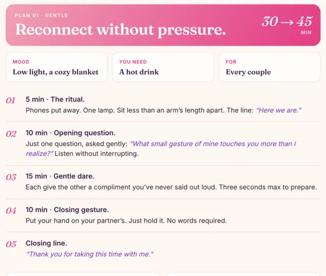 Plan 1 · Reconnect without pressure