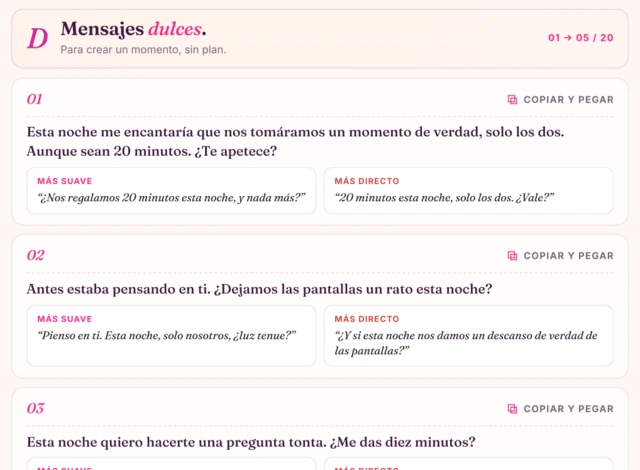 Mensajes dulces, cada uno en dos versiones