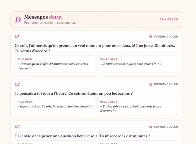 Messages doux, chacun avec deux variantes