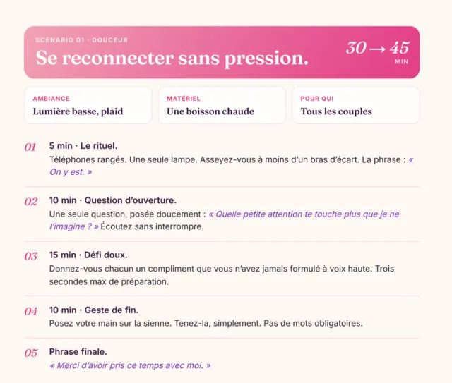 Scénario 1 · Se reconnecter sans pression