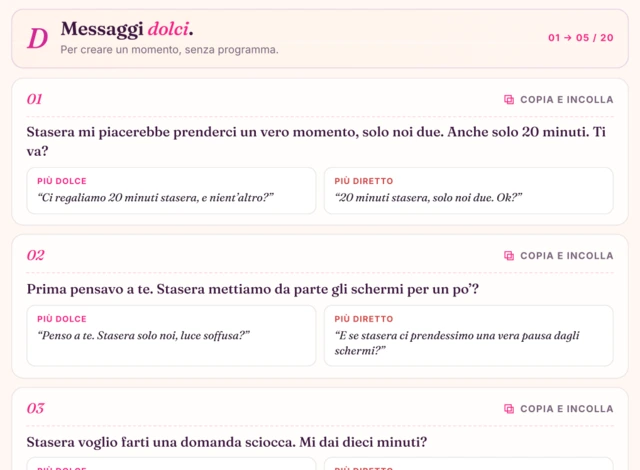 Messaggi dolci, ognuno in due versioni