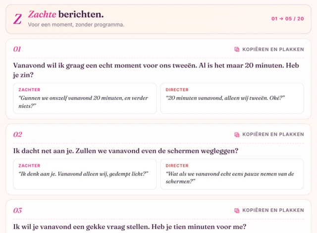 Zachte berichten, elk in twee versies